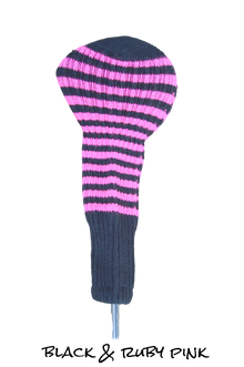  Black and Ruby Pink Club Sock Golf Headcover