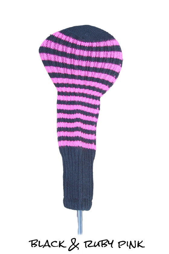 Black and Ruby Pink Club Sock Golf Headcover