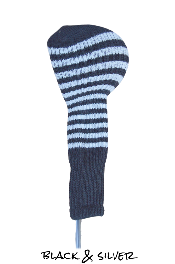 Black and Silver Club Sock Golf Headcover