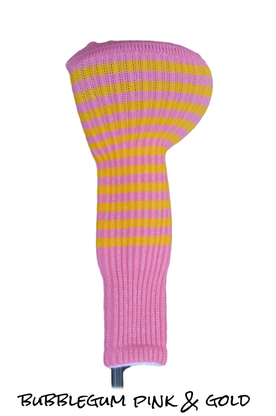 Bubblegum Pink and Gold Club Sock Golf Headcover