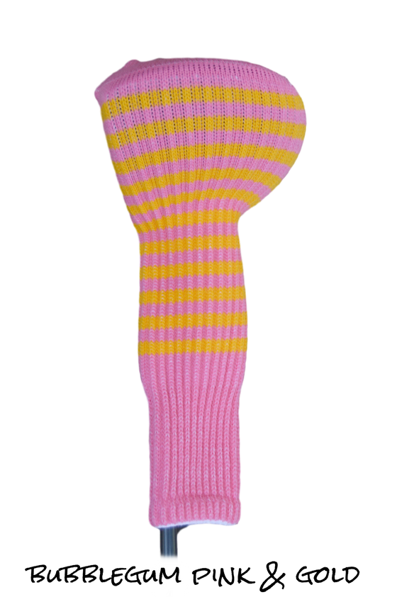 Bubblegum Pink and Gold Club Sock Golf Headcover | Peanuts and Golf