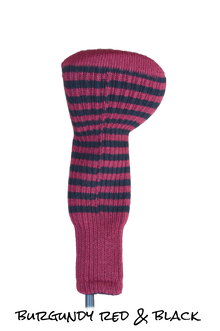  Burgundy Red and Black Club Sock Golf Headcover