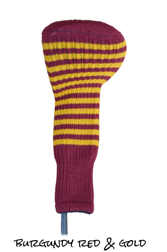 Burgundy Red and Gold Club Sock Golf Headcover