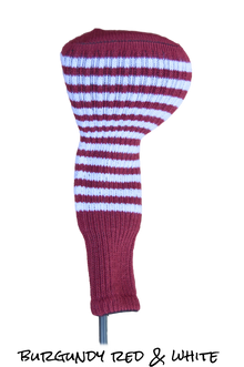  Burgundy Red and White Club Sock Golf Headcover