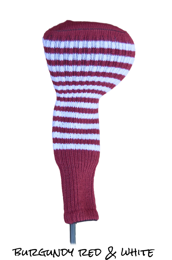 Burgundy Red and White Club Sock Golf Headcover