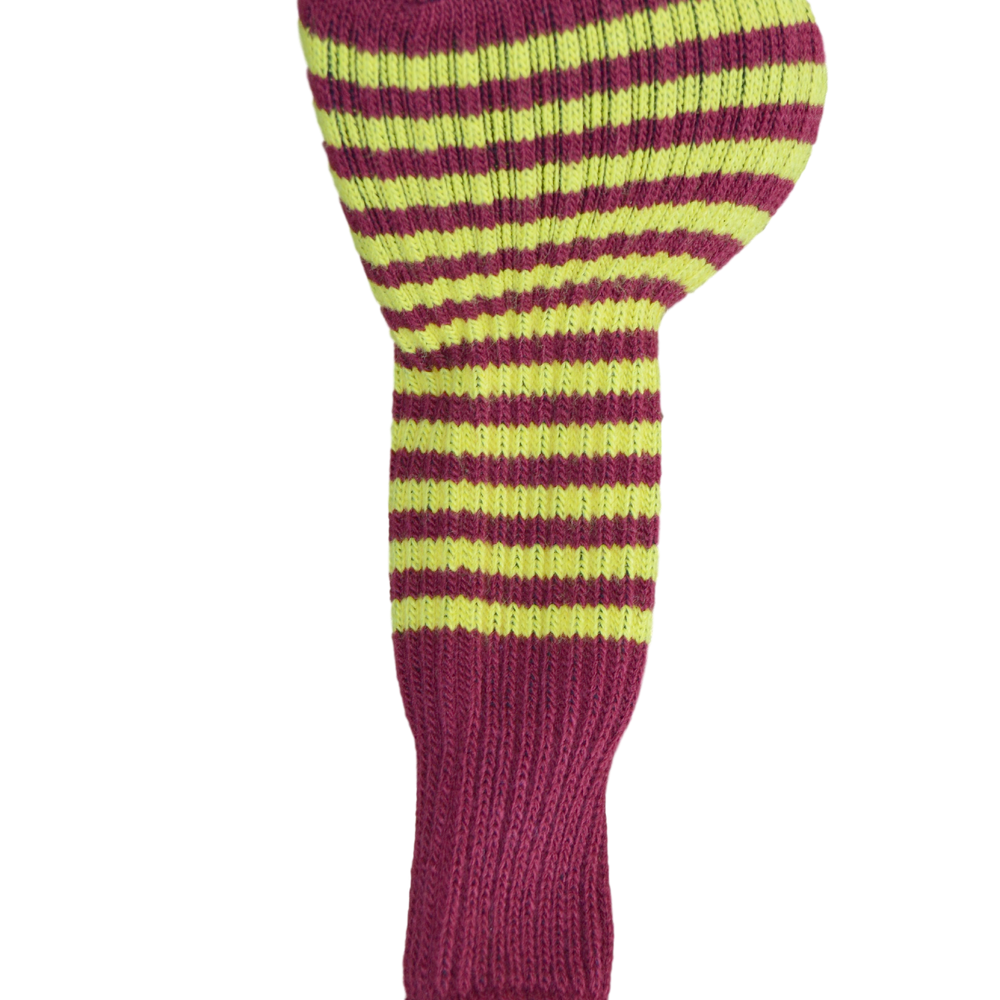 Burgundy Red and Yellow Club Sock Golf Headcover