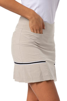  Golftini  Performance Side Pleat Skort 18" -CAFE