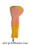 Gold and Bubblegum Pink Club Sock Golf Headcover | Peanuts and Golf