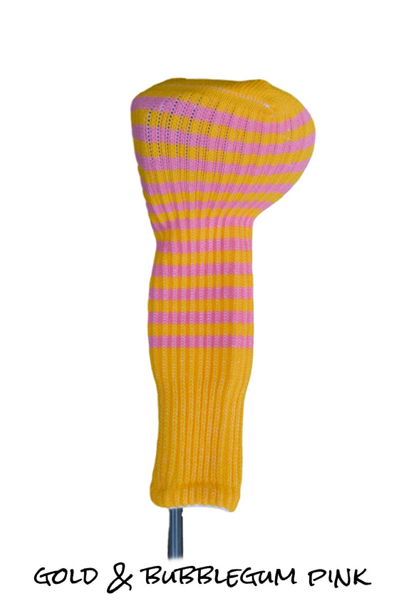 Gold and Bubblegum Pink Club Sock Golf Headcover
