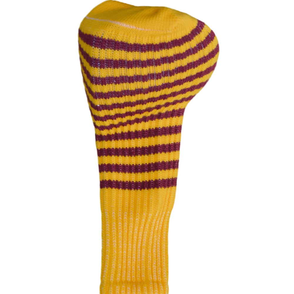 Gold and Burgundy Red Club Sock Golf Headcover