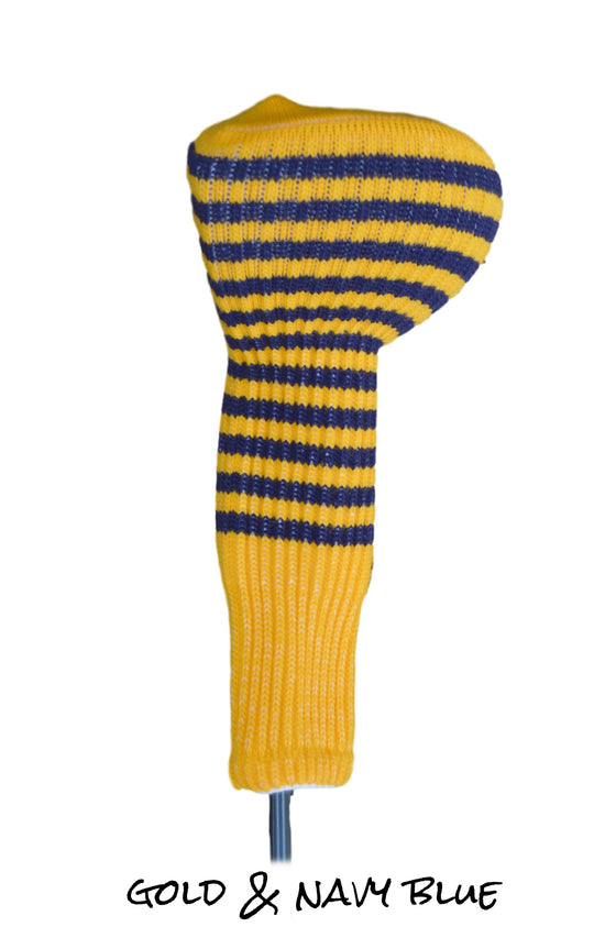Gold and Navy Blue Club Sock Golf Headcover