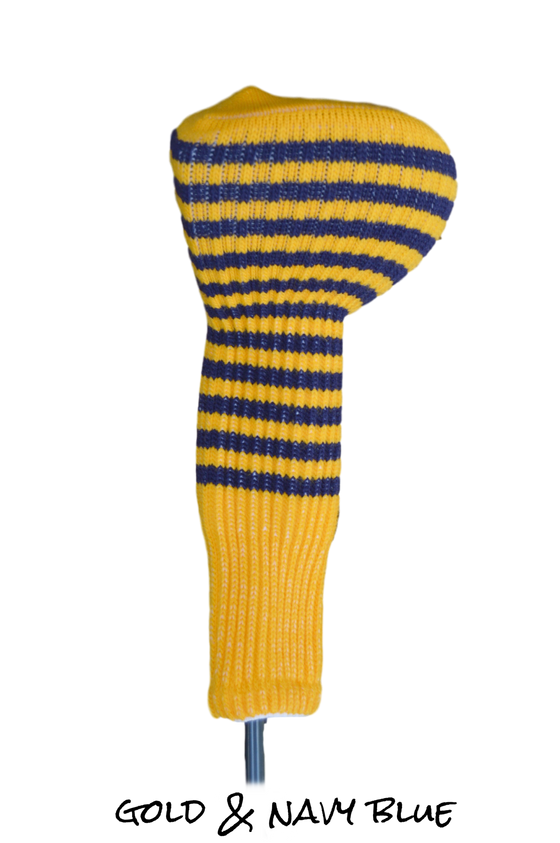 Gold and Navy Blue Club Sock Golf Headcover | Peanuts and Golf