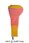 Gold and Ruby Pink Club Sock Golf Headcover | Peanuts and Golf