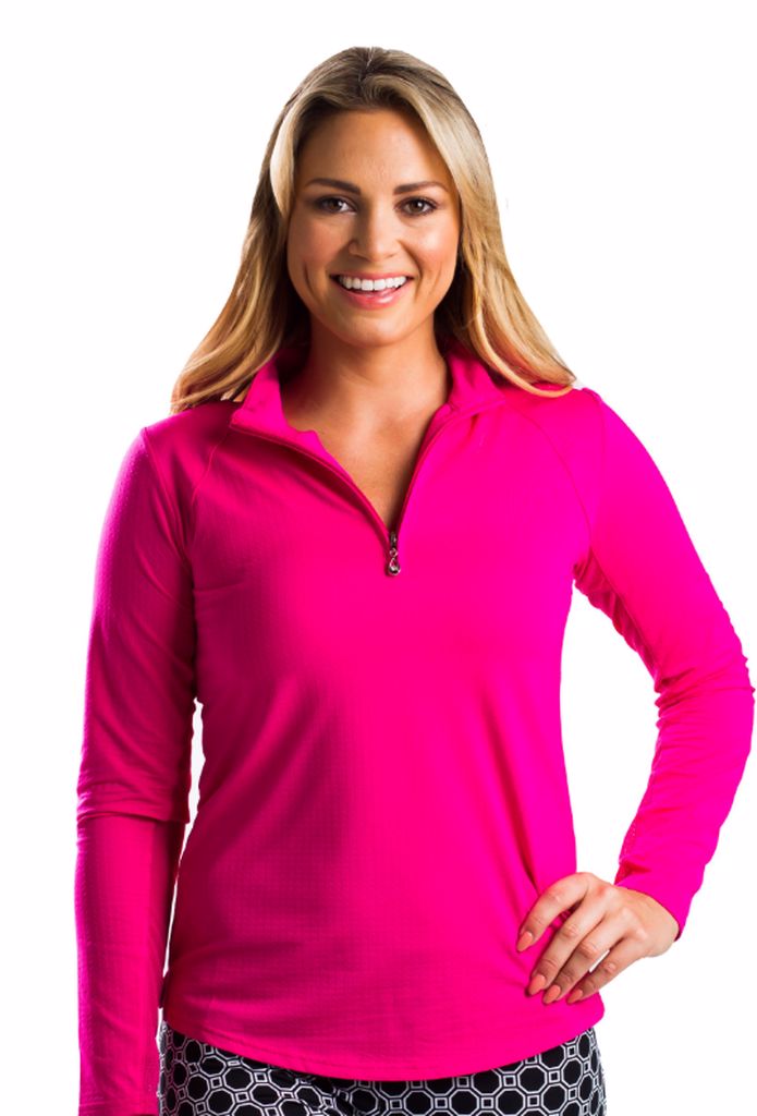 SanSoleil 900434 SunGlow Zip Mock. Hot Pink | SPF 50