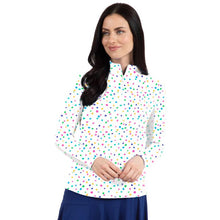  Ibkul  Long Sleeve  Zip Mock EVELYN White/ Multi  SPF 50