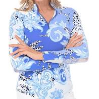 Gottex  Mock Neck Sun Shirt -Venetian Scroll Blue