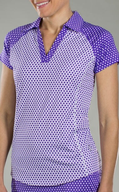 Jofit Malbec Jo Tech Polo - White Swiss Dot