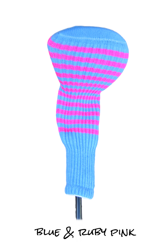 Light Blue and Ruby Pink Club Sock Golf Headcover | Peanuts and Golf
