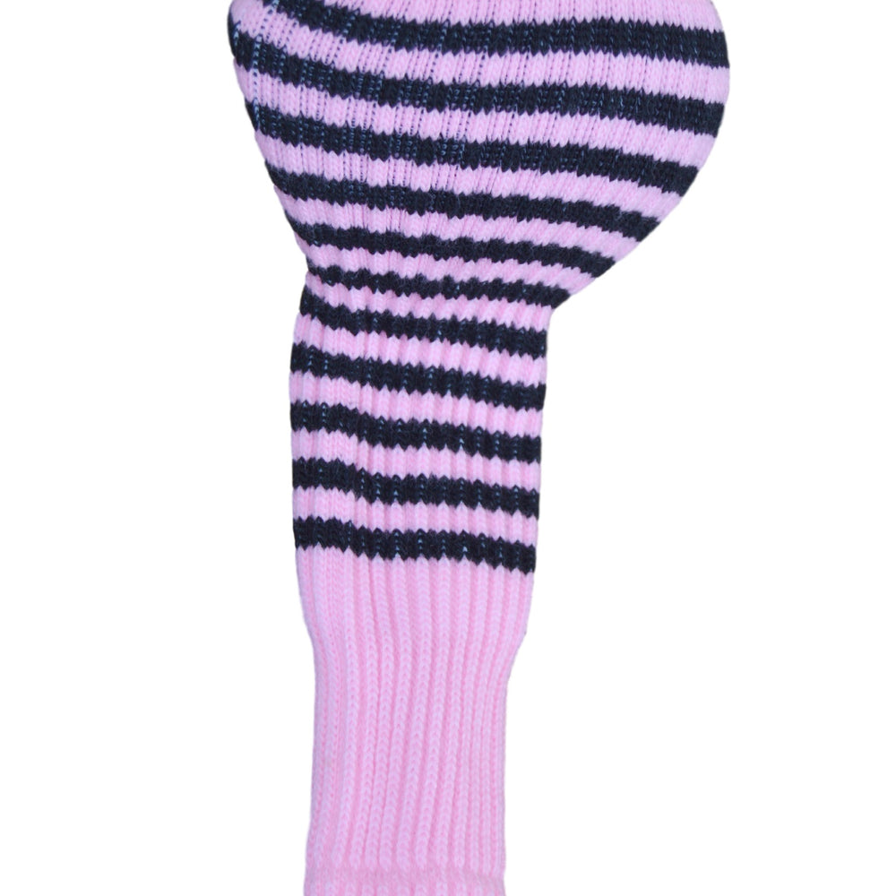 Light Rose Pink and Black Club Sock Golf Headcover