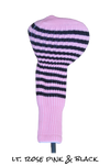 Light Rose Pink and Black Club Sock Golf Headcover | Peanuts and Golf