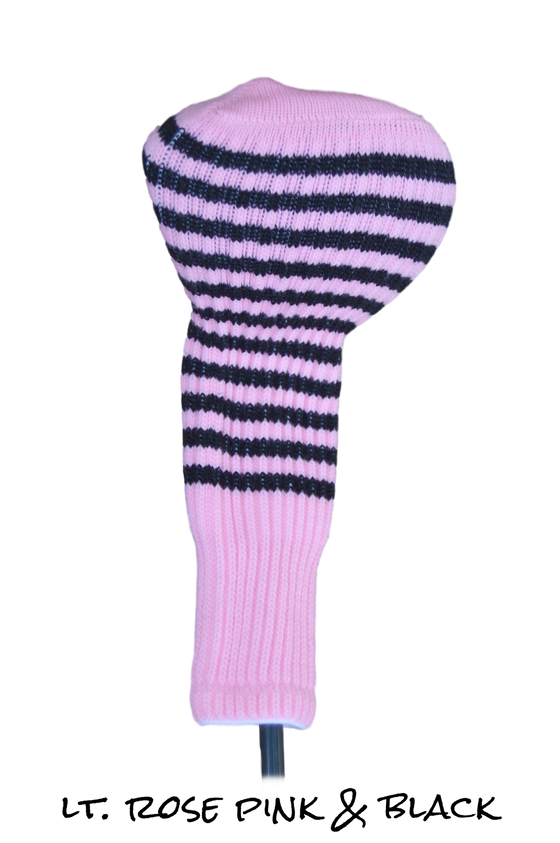 Light Rose Pink and Black Club Sock Golf Headcover | Peanuts and Golf