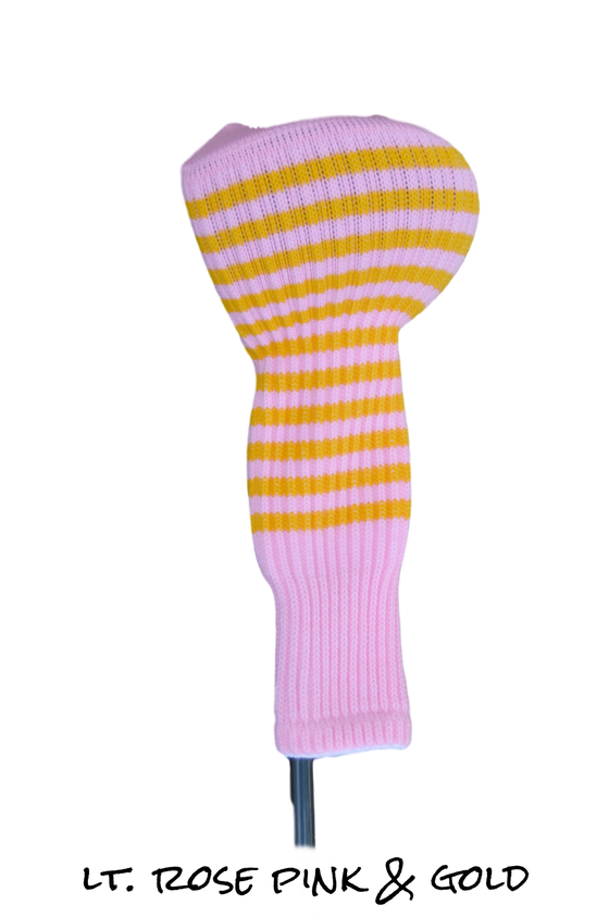 Light Rose Pink and Gold Club Sock Golf Headcover | Peanuts and Golf