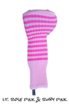Light Rose Pink and Ruby Pink Club Sock Golf Headcover | Peanuts and Golf