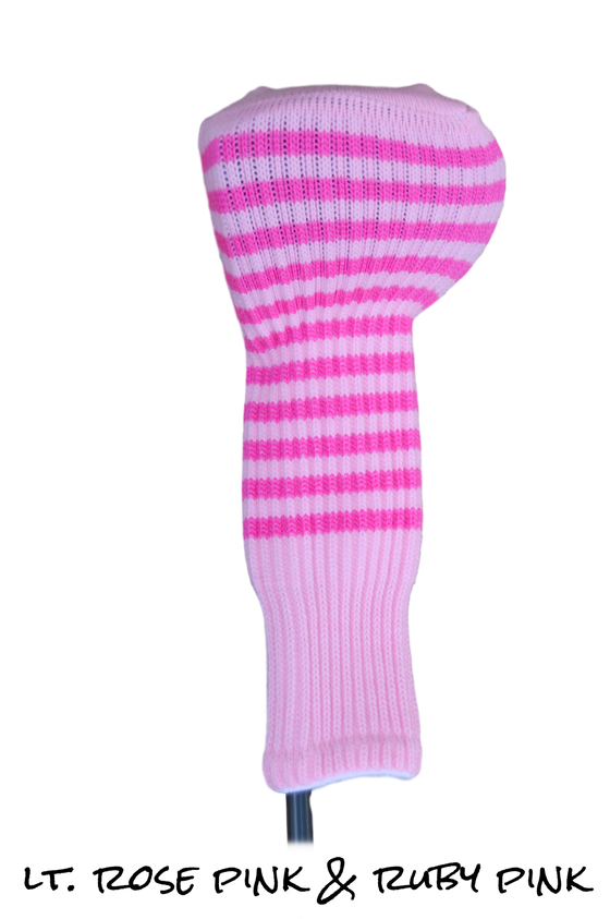 Light Rose Pink and Ruby Pink Club Sock Golf Headcover | Peanuts and Golf