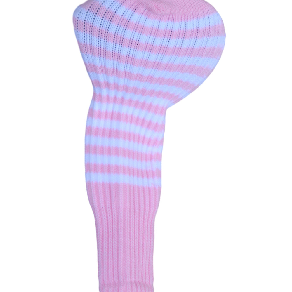 Light Rose Pink and White Club Sock Golf Headcover