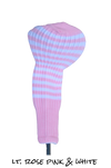 Light Rose Pink and White Club Sock Golf Headcover | Peanuts and Golf
