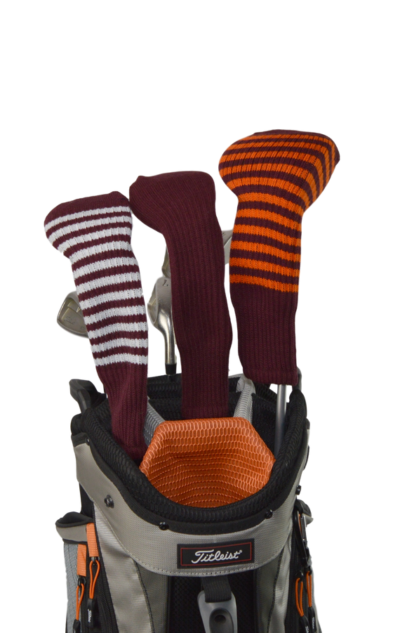 Maroon and Orange Club Sock Golf Headcover