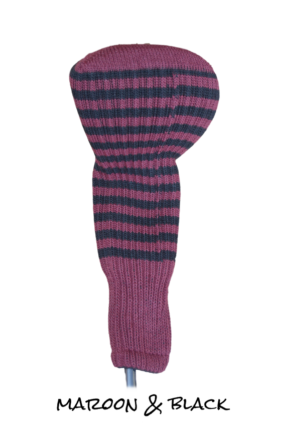 Maroon and Black Club Sock Golf Headcover