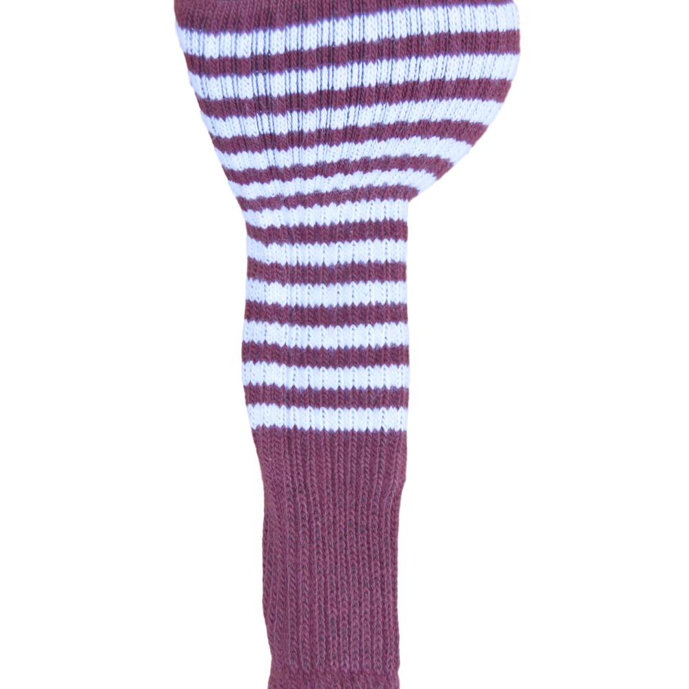 Maroon and White Club Sock Golf Headcover