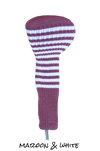 Maroon and White Club Sock Golf Headcover