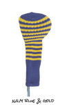 Navy Blue and Gold Club Sock Golf Headcover