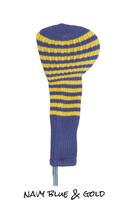 Navy Blue and Gold Club Sock Golf Headcover