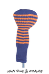 Navy Blue and Orange Club Sock Golf Headcover