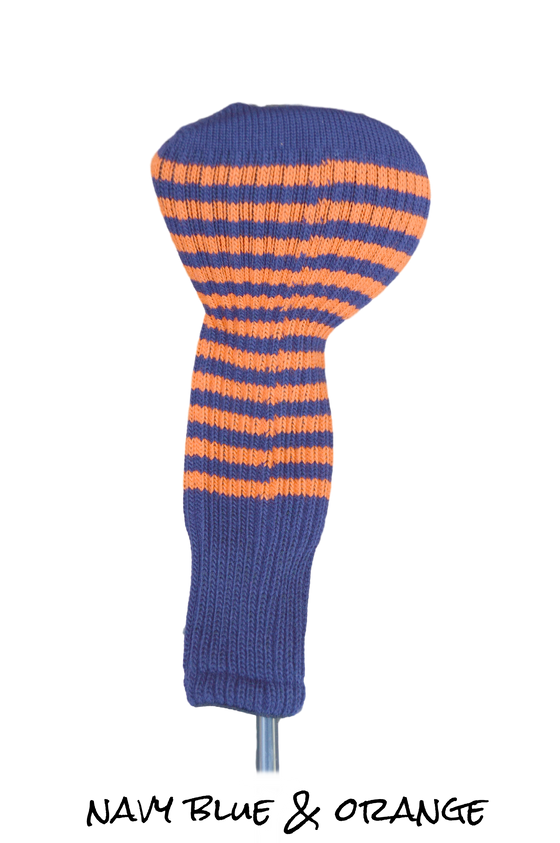 Navy Blue and Orange Club Sock Golf Headcover