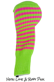  Lime Green and Ruby Pink Club Sock Golf Headcover