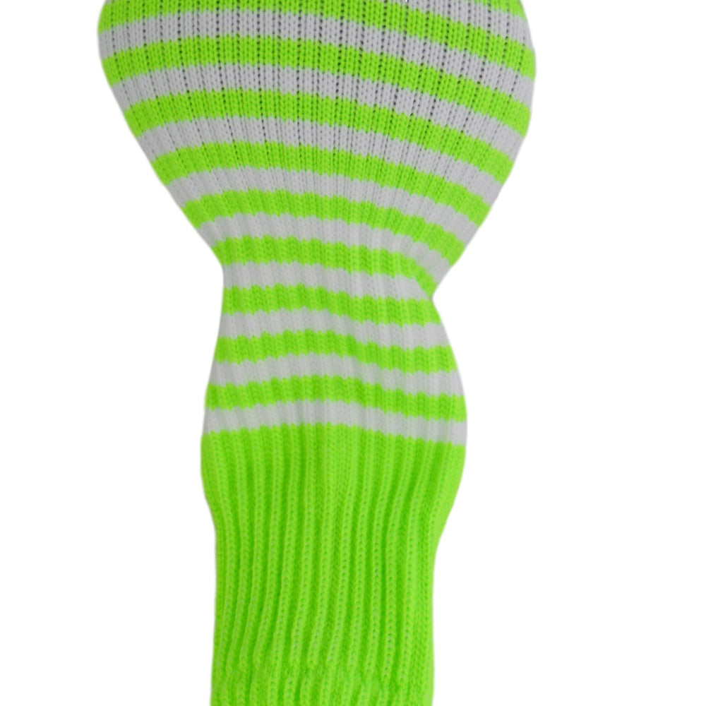 Lime Green and White Club Sock Golf Headcover