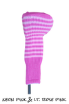 Neon Pink and Lt. Rose Pink Club Sock Golf Headcover | Peanuts and Golf