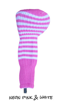  Neon Pink and White Club Sock Golf Headcover