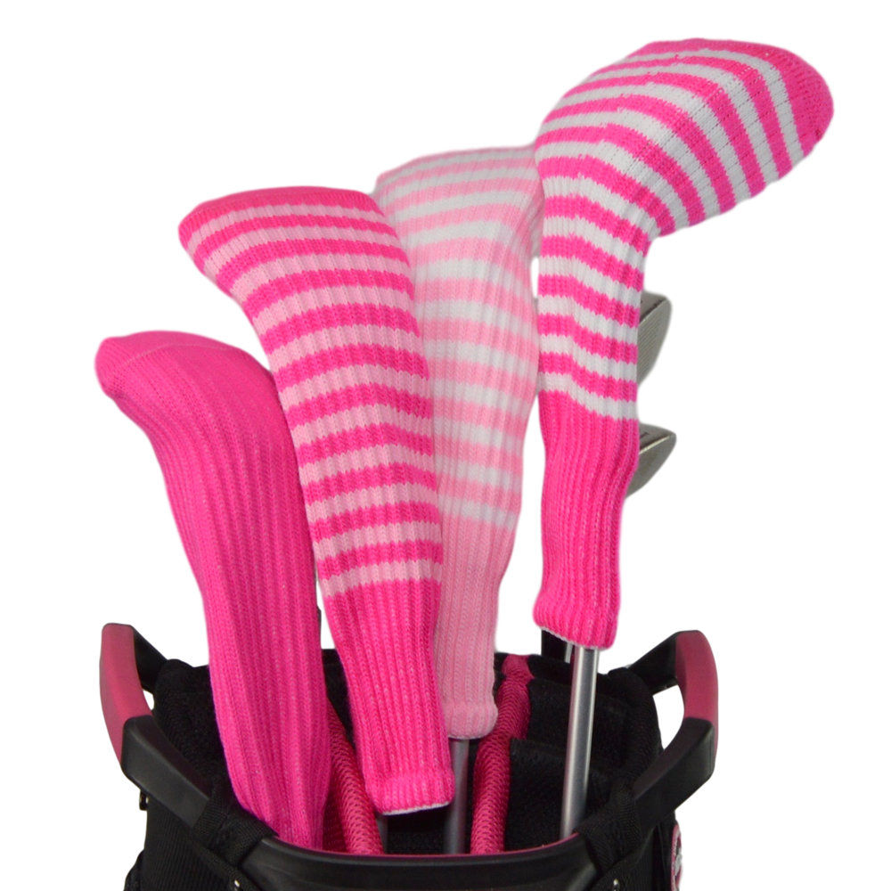 Ruby Pink and Gold Club Sock Golf Headcover