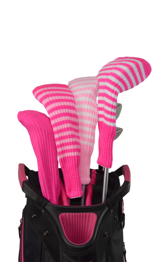 Ruby Pink and Gold Club Sock Golf Headcover