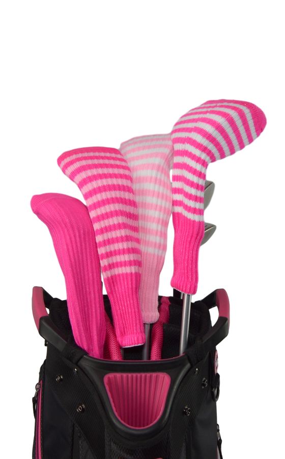 Ruby Pink and Light Blue Club Sock Golf Headcover