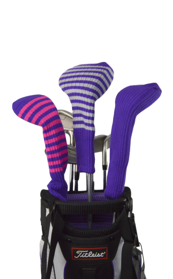Purple and Black Club Sock Golf Headcover