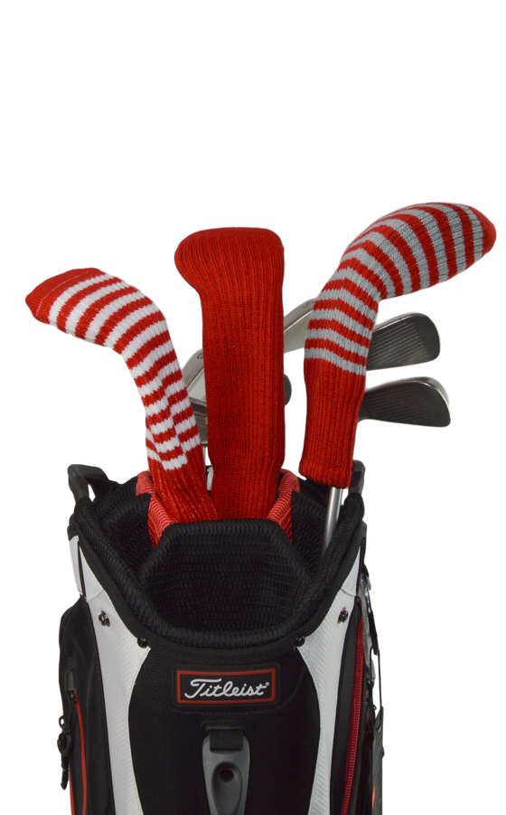 Burgundy Red and Black Club Sock Golf Headcover