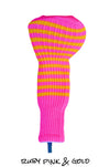 Ruby Pink and Gold Club Sock Golf Headcover