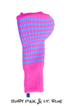 Ruby Pink and Light Blue Club Sock Golf Headcover | Peanuts and Golf