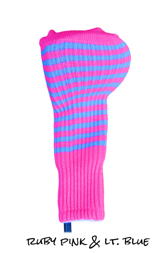 Ruby Pink and Light Blue Club Sock Golf Headcover | Peanuts and Golf